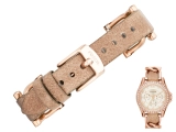 Oryginalny pasek Fossil Riley ES3466 beżowy skóra 18mm klamra różowe złoto